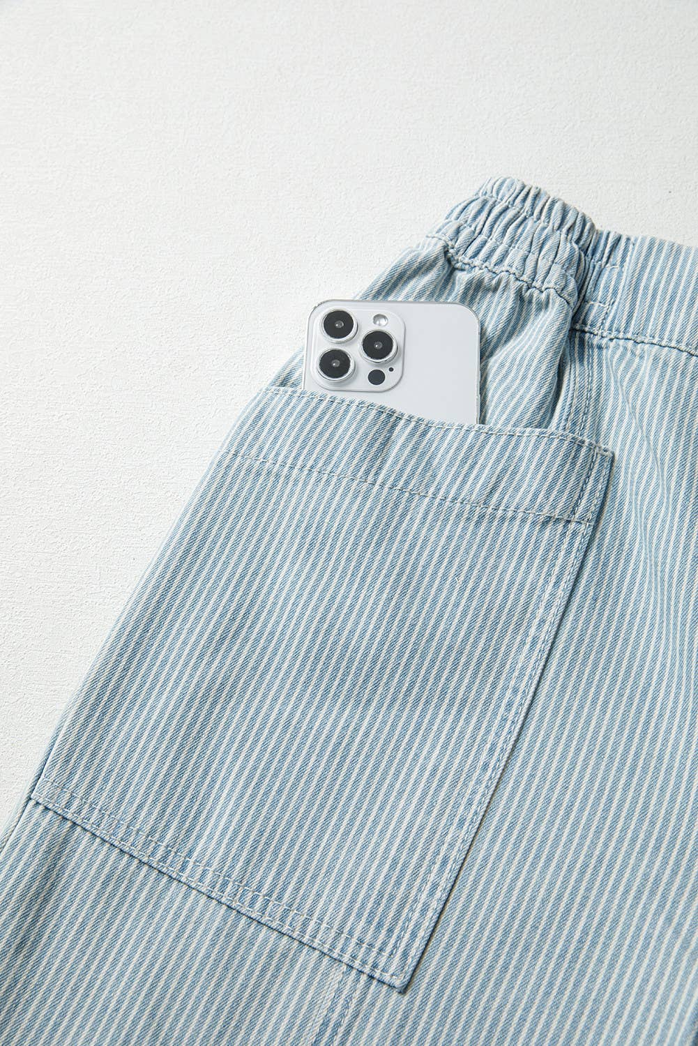 66 Spring 2026 Stripe Mid Rise Drawstring Waist Denim Jeans